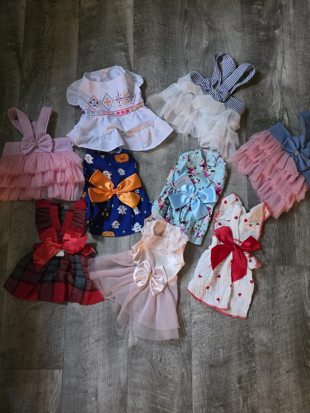 Assorted Pink Tulle Dog Dress with Bow Lot Of 9